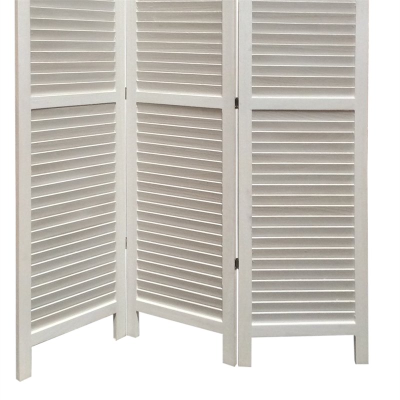 Bowery Hill 3-Panel Foldable Wooden Shutter Screen in Classic White Finish