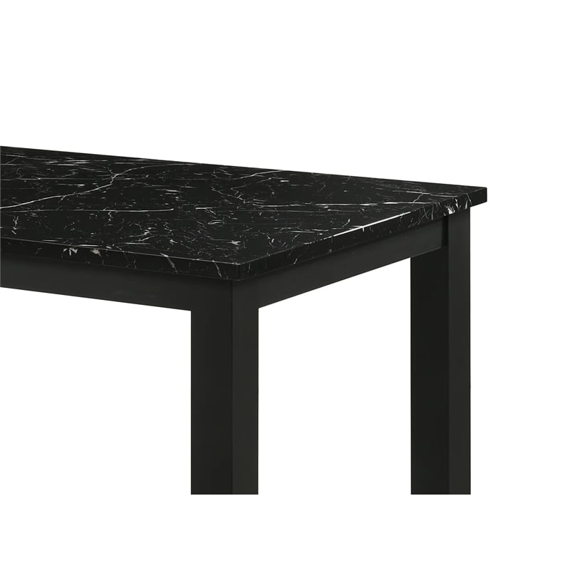 Bowery Hill Dining Table with Black Faux Marble Top and Wood Legs
