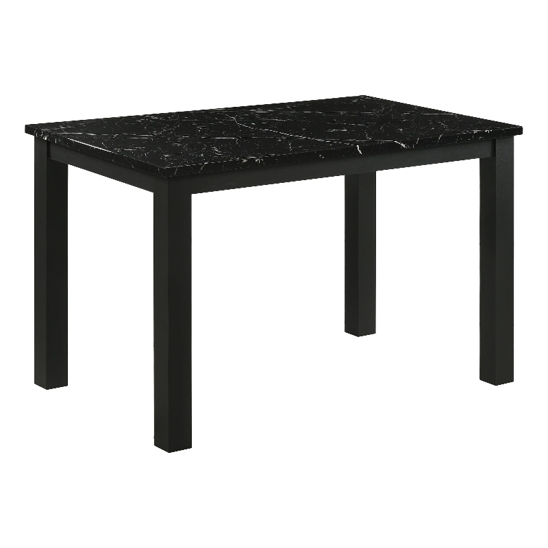 Bowery Hill Dining Table with Black Faux Marble Top and Wood Legs