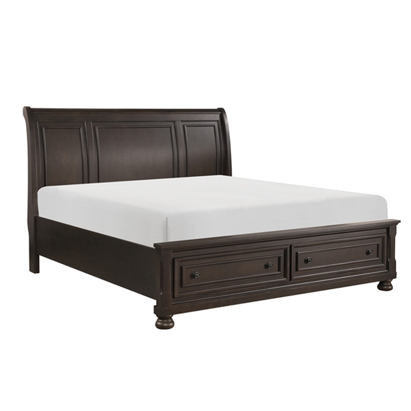 Bowery Hill 4 Piece Queen Size Bedroom Set in Grayish Brown Birch Veneer