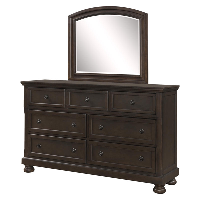 Bowery Hill 4 Piece Queen Size Bedroom Set in Grayish Brown Birch Veneer