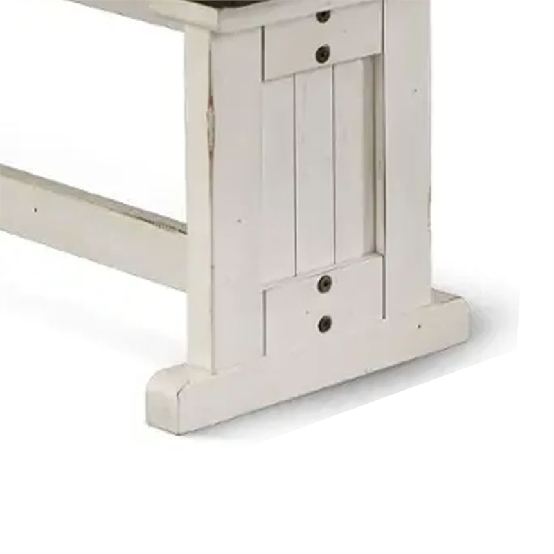 Bowery Hill 48 in Side Dining Bench in Off White and Brown Wood
