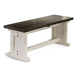 Bowery Hill 48 in Side Dining Bench in Off White and Brown Wood