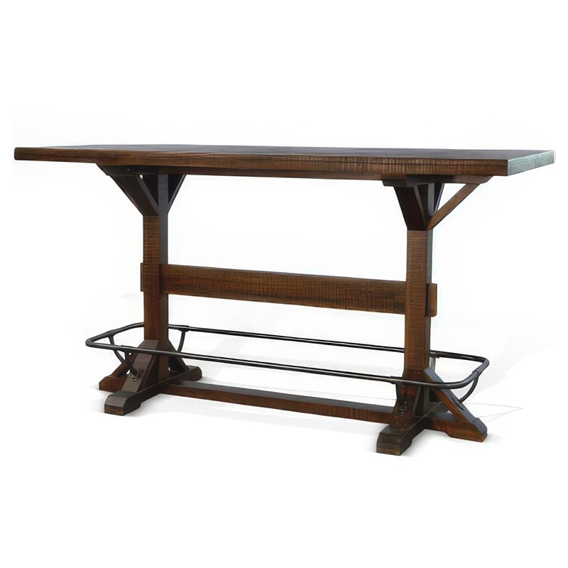 Bowery Hill 78 in Rectangular Pub Bar Table in Dark Brown Wood Finish