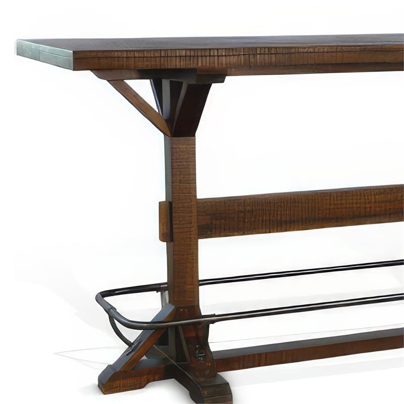 Bowery Hill 78 in Rectangular Pub Bar Table in Dark Brown Wood Finish