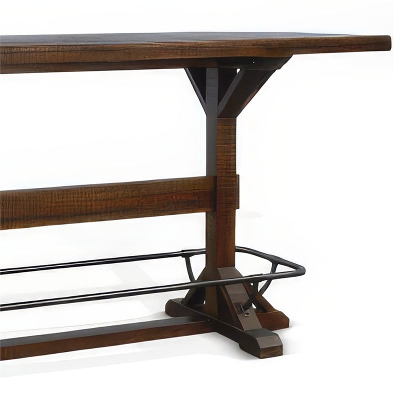 Bowery Hill 78 in Rectangular Pub Bar Table in Dark Brown Wood Finish