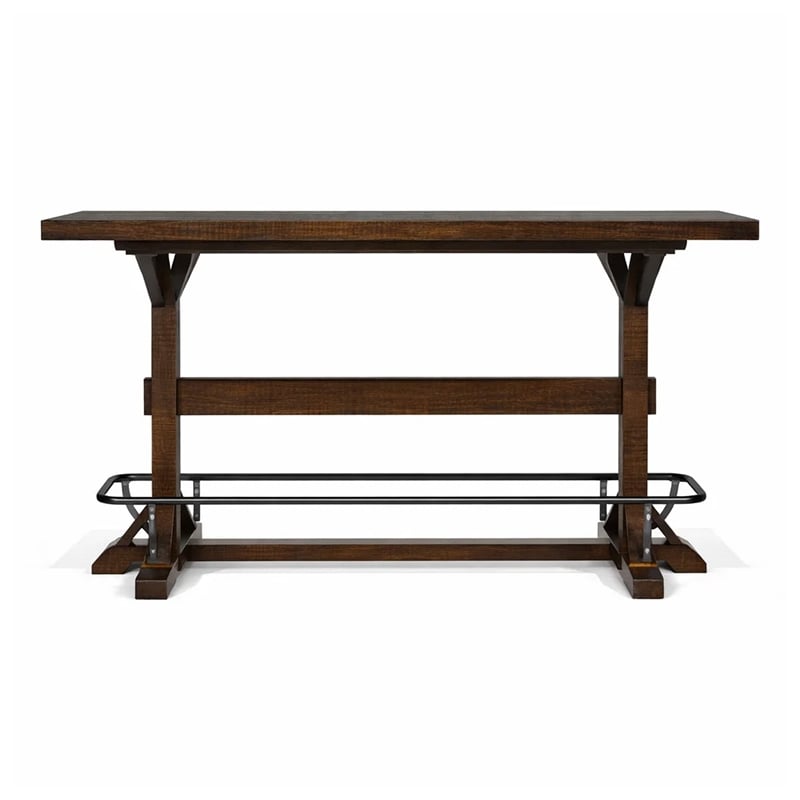 Bowery Hill 78 in Rectangular Pub Bar Table in Dark Brown Wood Finish