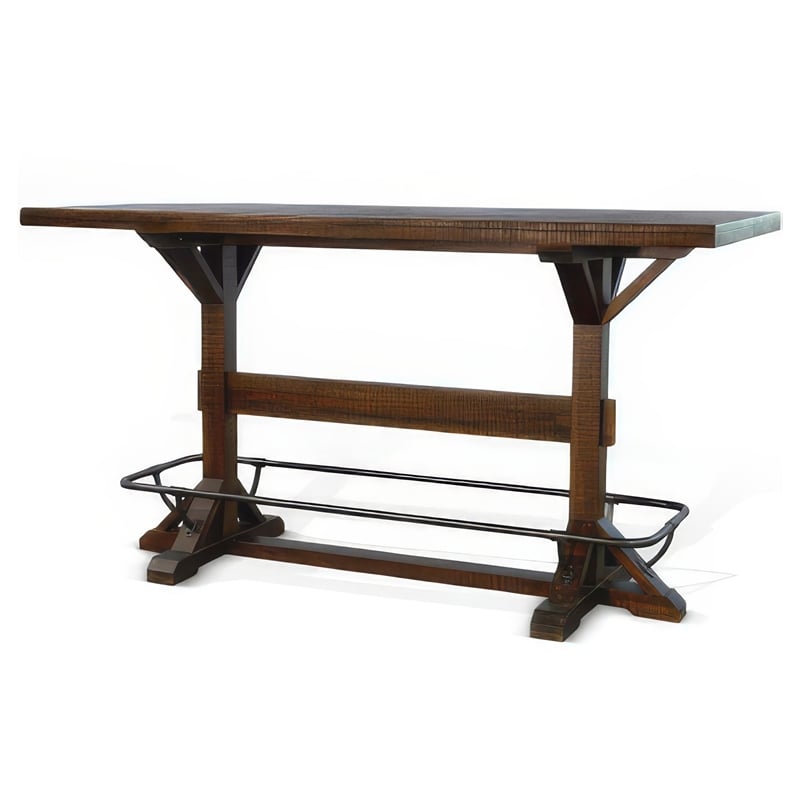 Bowery Hill 78 in Rectangular Pub Bar Table in Dark Brown Wood Finish