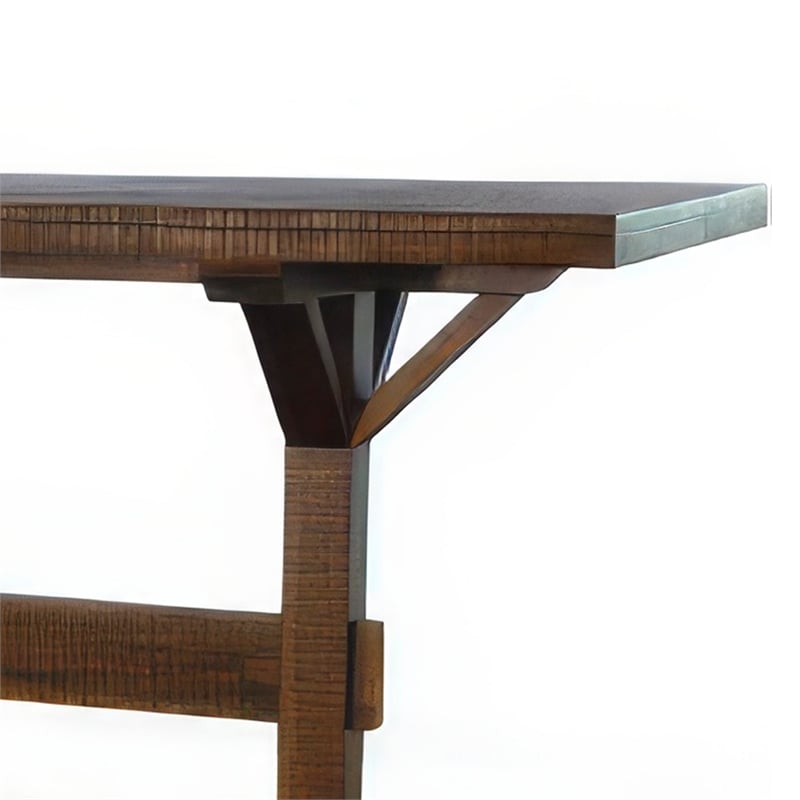 Bowery Hill 78 in Rectangular Pub Bar Table in Dark Brown Wood Finish
