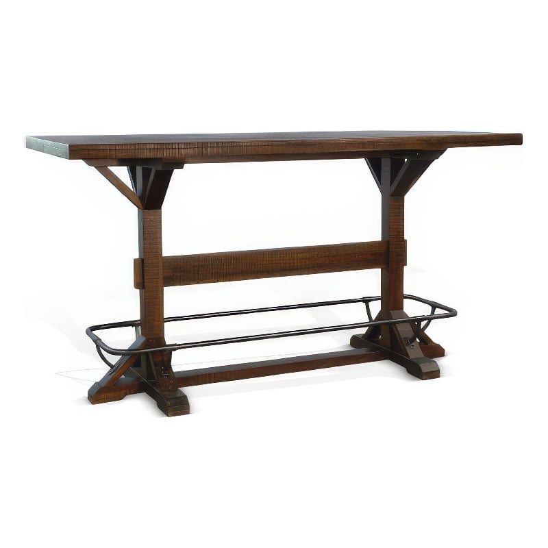 Bowery Hill 78 in Rectangular Pub Bar Table in Dark Brown Wood Finish
