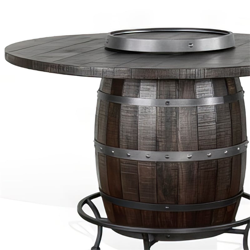 Bowery Hill 54 in Counter Height Pub Table with Barrel Design in Brown