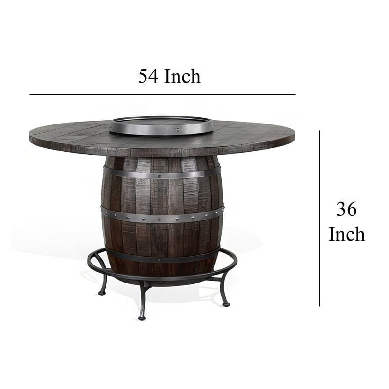 Bowery Hill 54 in Counter Height Pub Table with Barrel Design in Brown