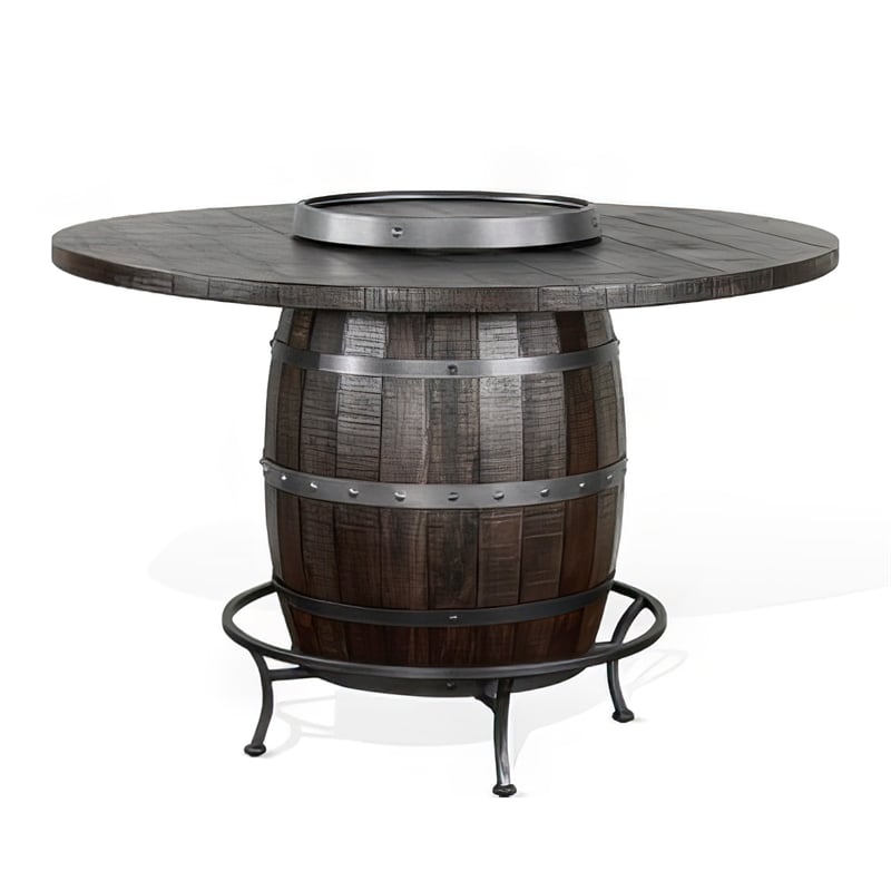 Bowery Hill 54 in Counter Height Pub Table with Barrel Design in Brown