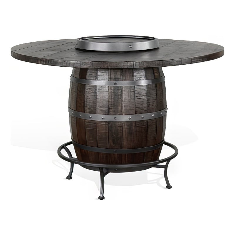 Bowery Hill 54 in Counter Height Pub Table with Barrel Design in Brown