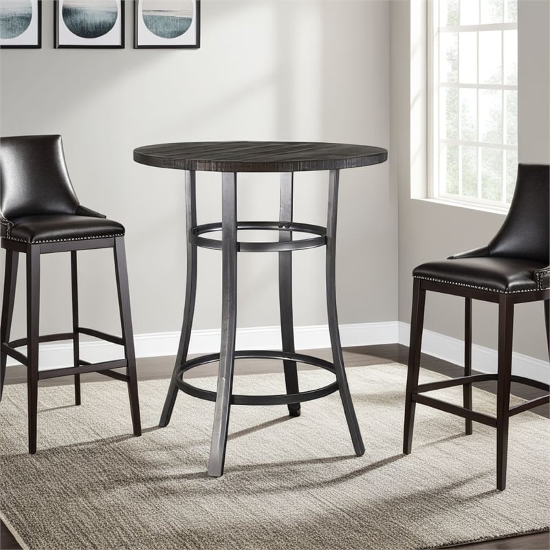 Bowery Hill Round Bar Height Table 42 in Mahogany Wood in Brown