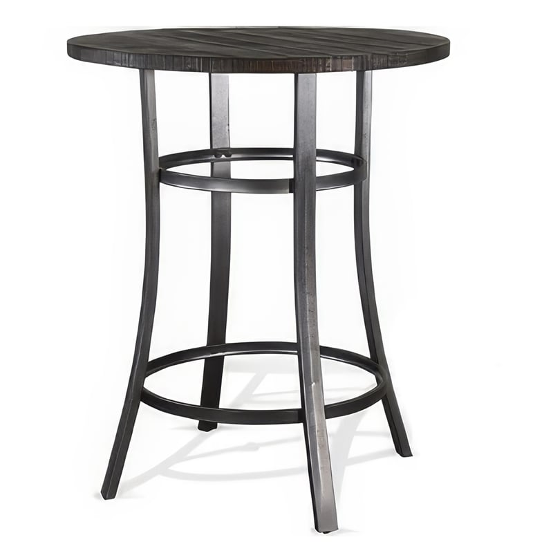 Bowery Hill Round Bar Height Table 42 in Mahogany Wood in Brown