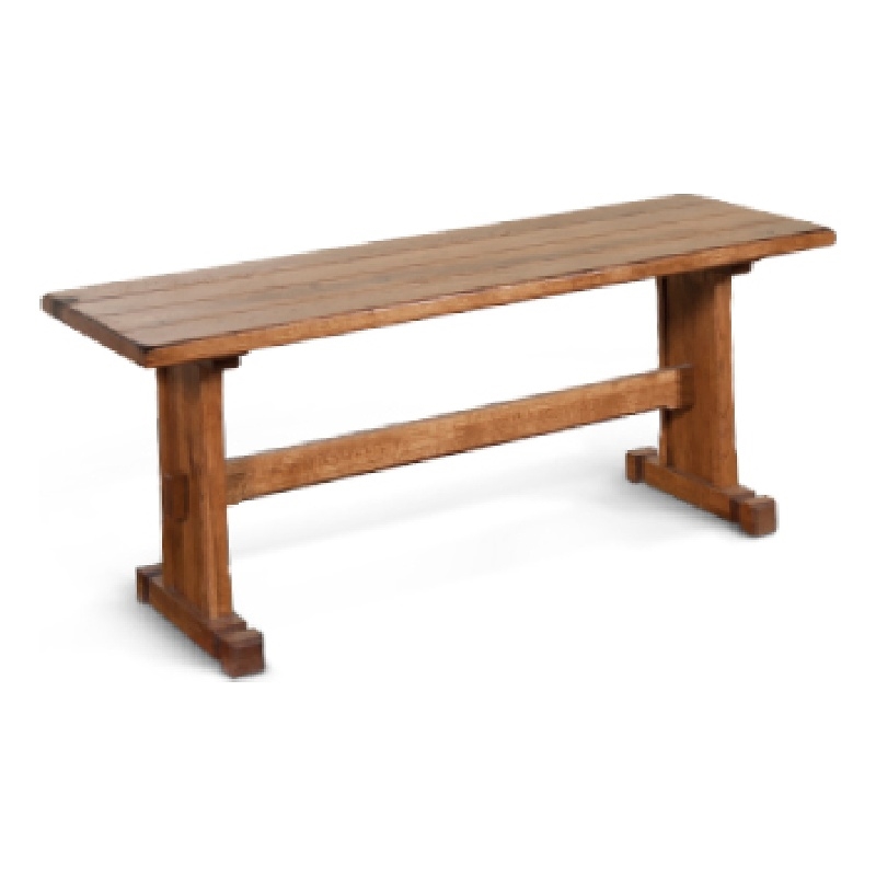 Bowery Hill Dining Bench with Trestle Base in Light Brown Mindi Wood