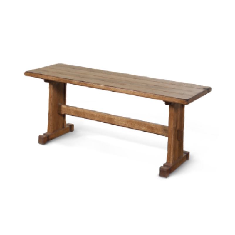 Bowery Hill Dining Bench with Trestle Base in Light Brown Mindi Wood