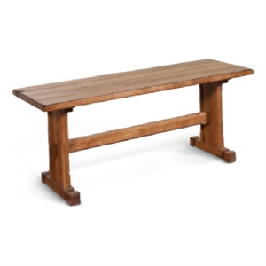 Bowery Hill Dining Bench with Trestle Base in Light Brown Mindi Wood