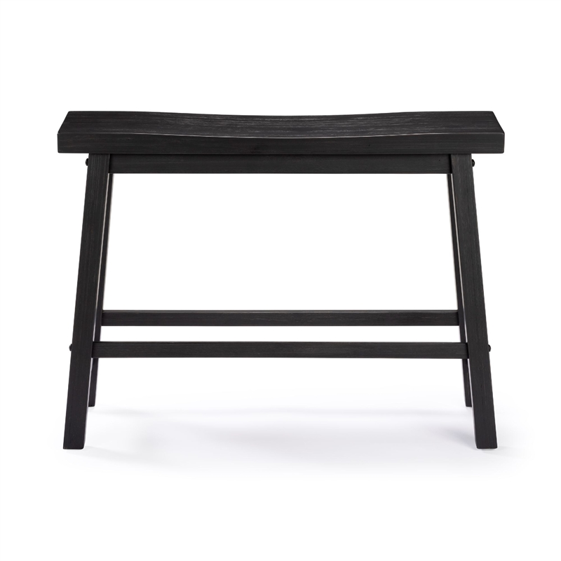 Bowery Hill Counter Height Bench in Charcoal Black Acacia Wood