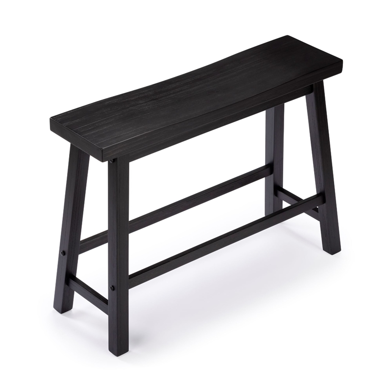 Bowery Hill Counter Height Bench in Charcoal Black Acacia Wood