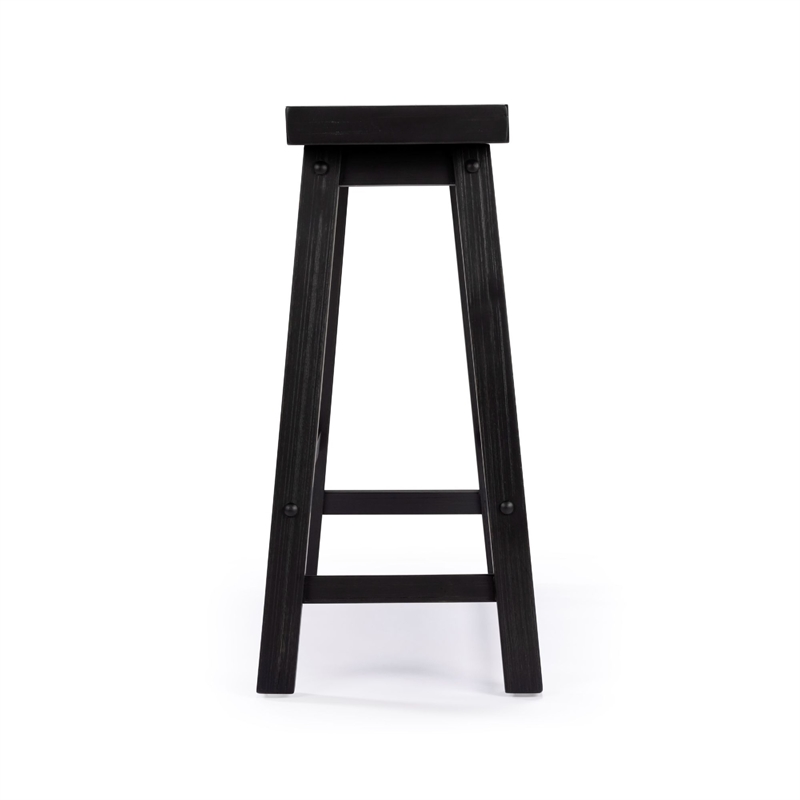 Bowery Hill Counter Height Bench in Charcoal Black Acacia Wood