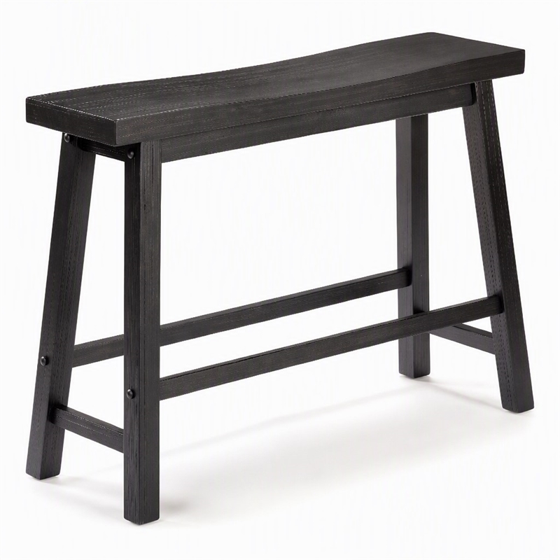 Bowery Hill Counter Height Bench in Charcoal Black Acacia Wood