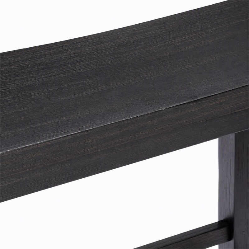 Bowery Hill Counter Height Bench in Charcoal Black Acacia Wood
