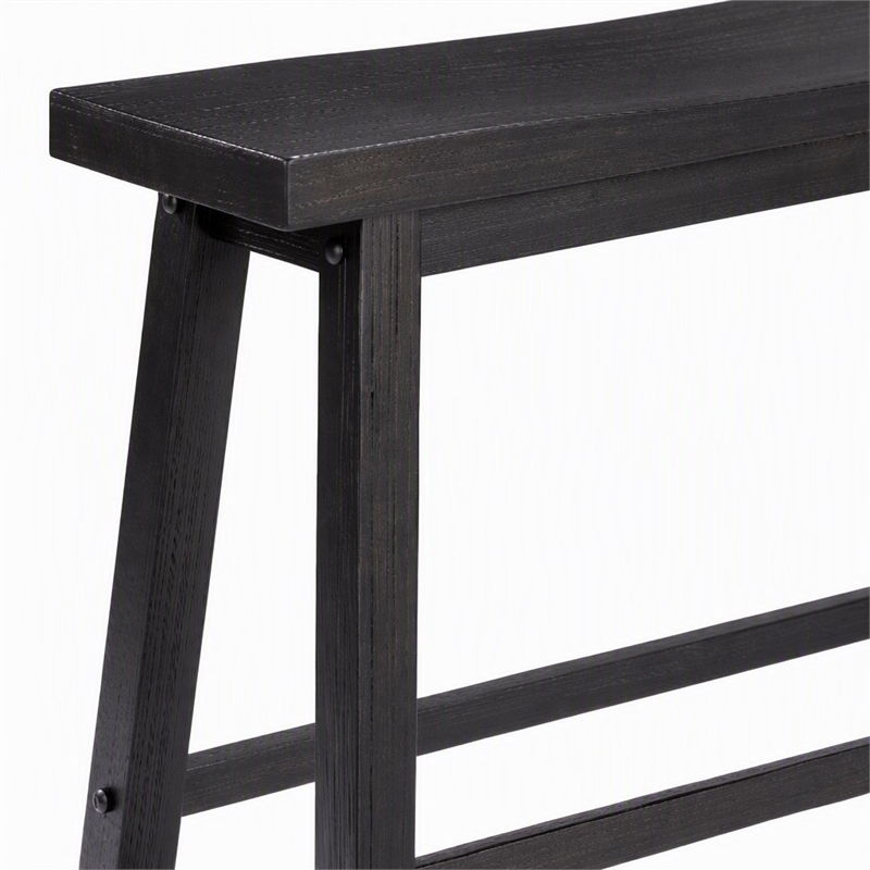 Bowery Hill Counter Height Bench in Charcoal Black Acacia Wood