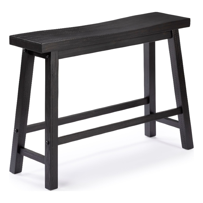 Bowery Hill Counter Height Bench in Charcoal Black Acacia Wood
