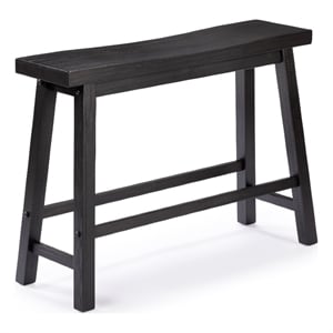 Bowery Hill Counter Height Bench in Charcoal Black Acacia Wood