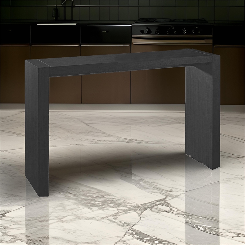 Bowery Hill Bar Height Table in Wenge Brown with Oak Veneer Finish