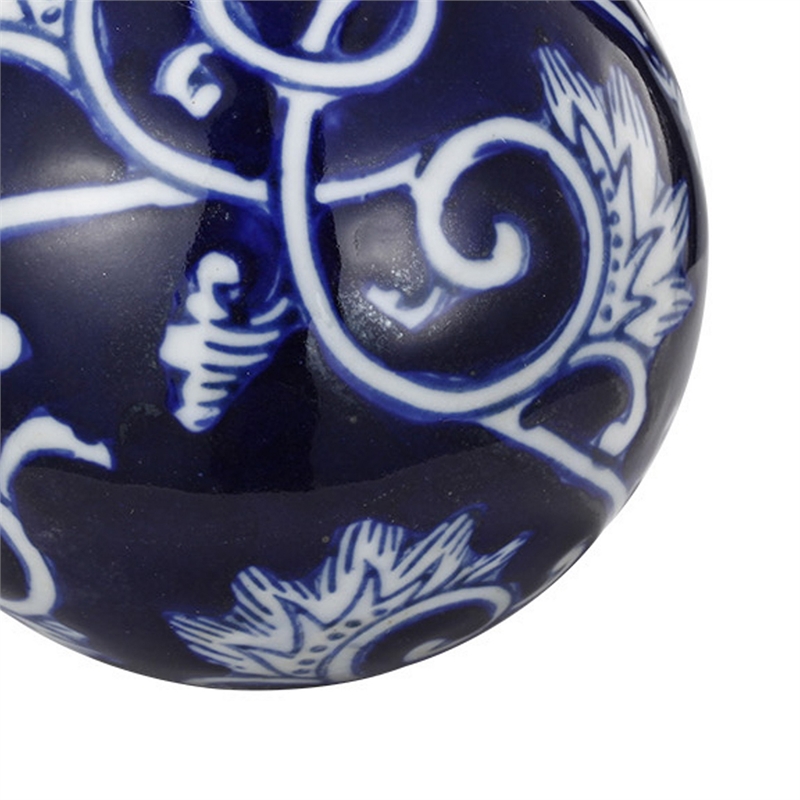 Bowery Hill Decorative Porcelain Ball Set with Floral Print in Blue and White