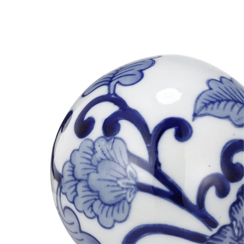 Bowery Hill Decorative Porcelain Ball Set with Floral Print in Blue and White