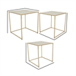 Bowery Hill Nesting Plant Stand Table Set in White and Gold Metal