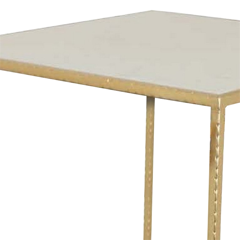 Bowery Hill Nesting Plant Stand Table Set in White and Gold Metal