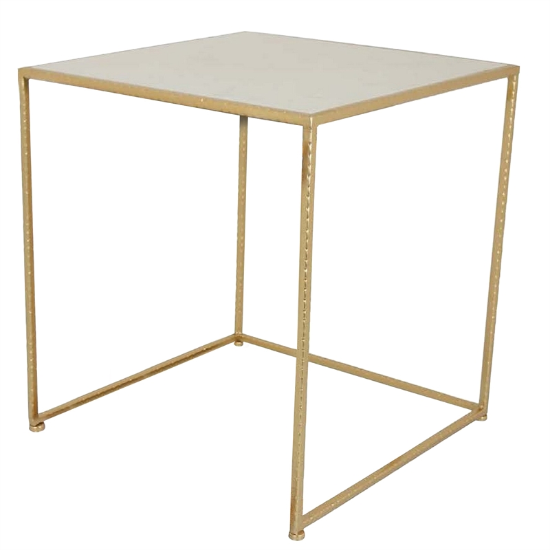 Bowery Hill Nesting Plant Stand Table Set in White and Gold Metal