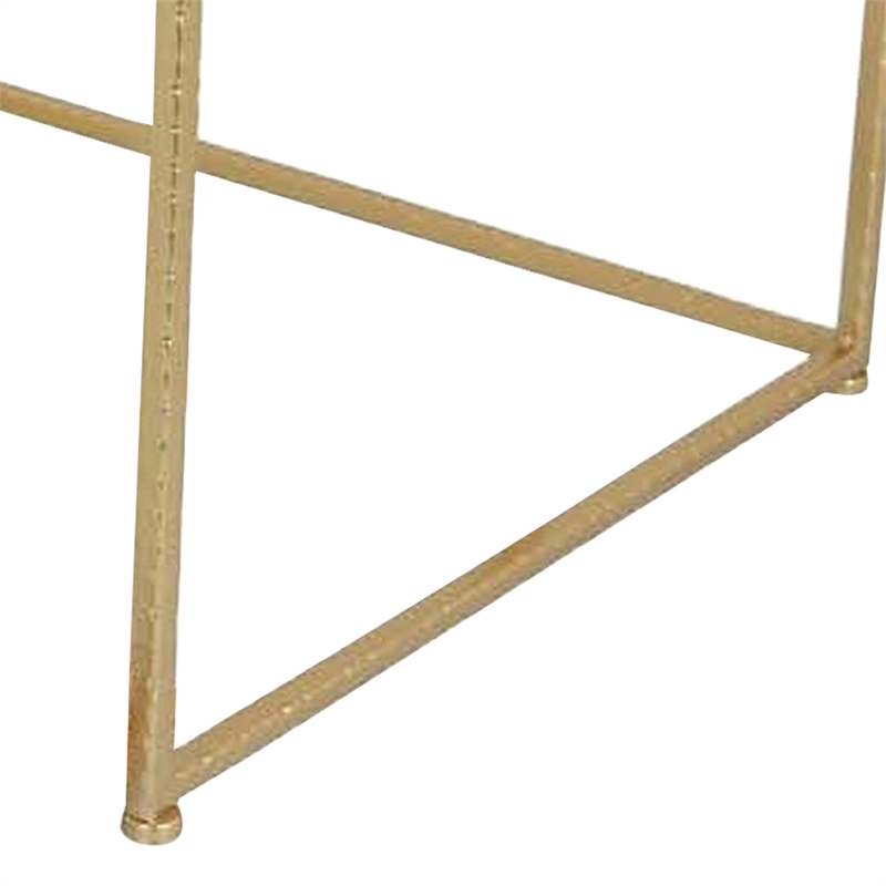 Bowery Hill Nesting Plant Stand Table Set in White and Gold Metal