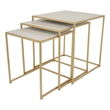 Bowery Hill Nesting Plant Stand Table Set in White and Gold Metal