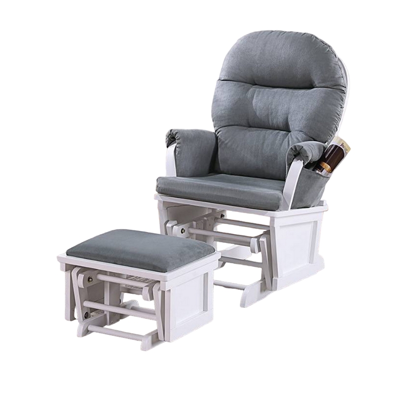 Bowery Hill Glider Recliner Chair with Ottoman in Gray Microfiber