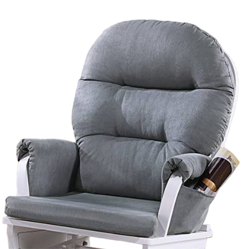 Bowery Hill Glider Recliner Chair with Ottoman in Gray Microfiber