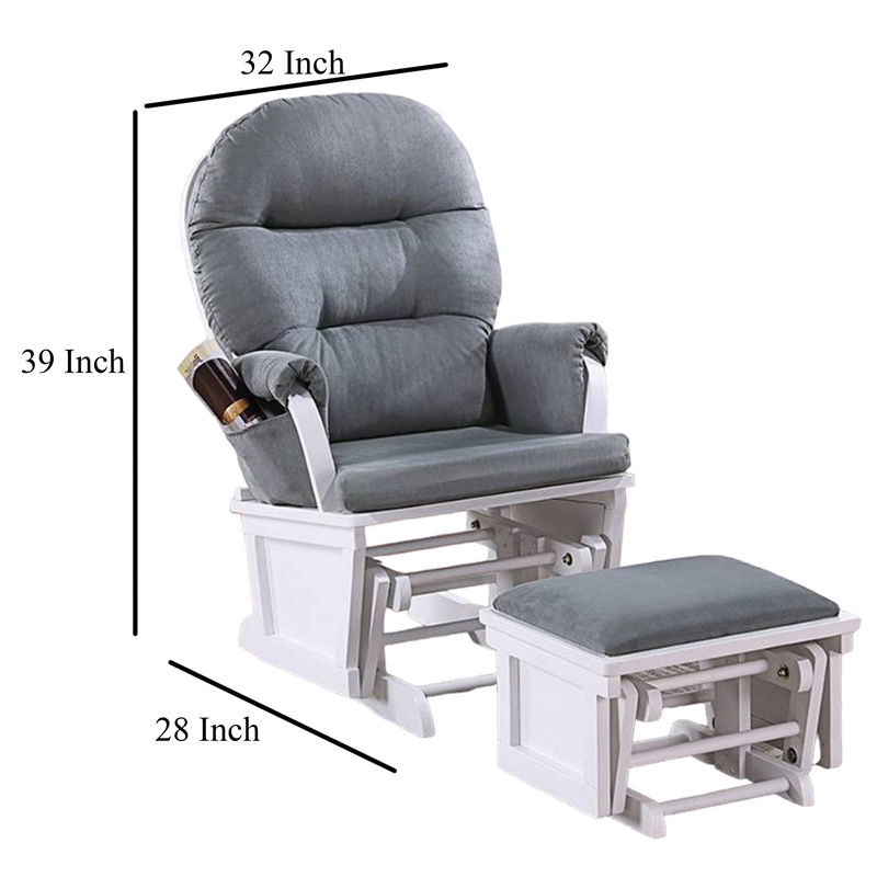 Bowery Hill Glider Recliner Chair with Ottoman in Gray Microfiber