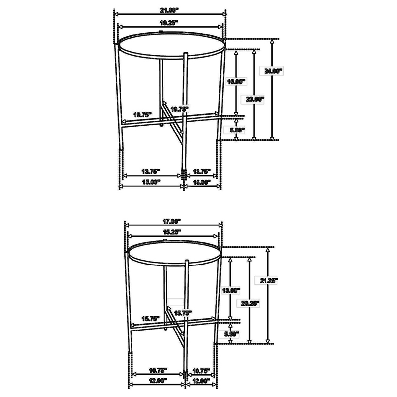 Bowery Hill 2 Piece Round Nesting Tables in Mango Wood and Gold Iron