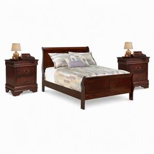 Bowery Hill 3Pc Set with Full Sleigh Bed & 2 Nightstands in Warm Dark Brown