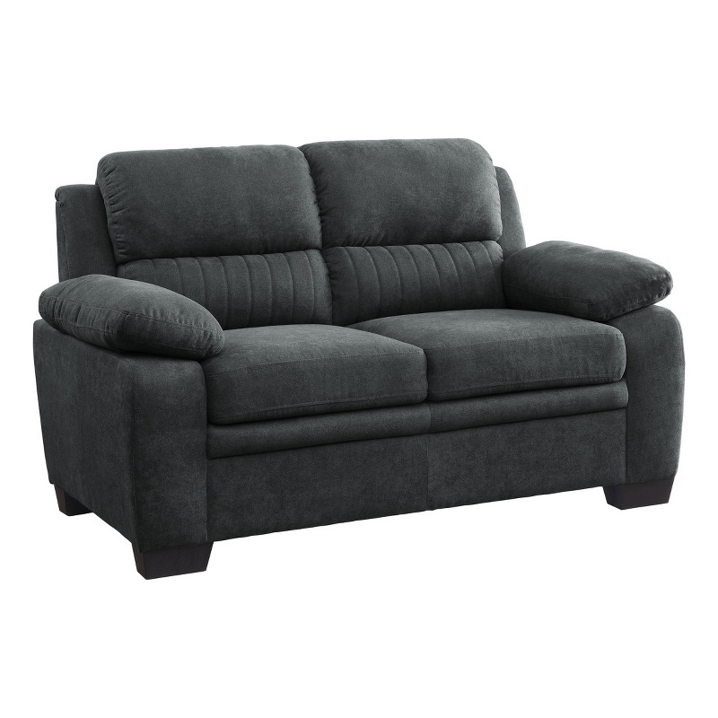 Bowery Hill 58 Inch Loveseat with Polyester Upholstery in Dark Gray