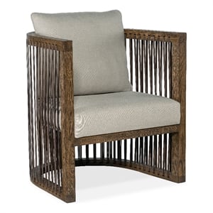 Bowery Hill Contemporary Club Chair with Leather Strapping in Brown