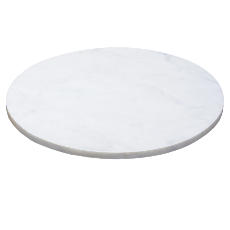 Bowery Hill Round Accent Side Table with Marble Top in Antique Brass Finish