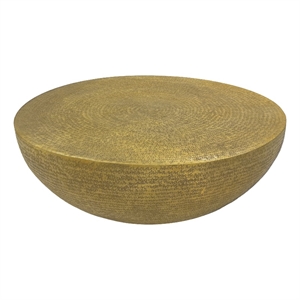 Bowery Hill Round Coffee Table with Hammered Aluminum in Brass