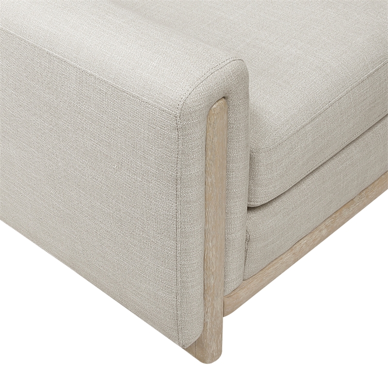Bowery Hill Sofa Beige Polyester Upholstery Solid Wood Frame 81 Inch