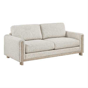 Bowery Hill Sofa Beige Polyester Upholstery Solid Wood Frame 81 Inch